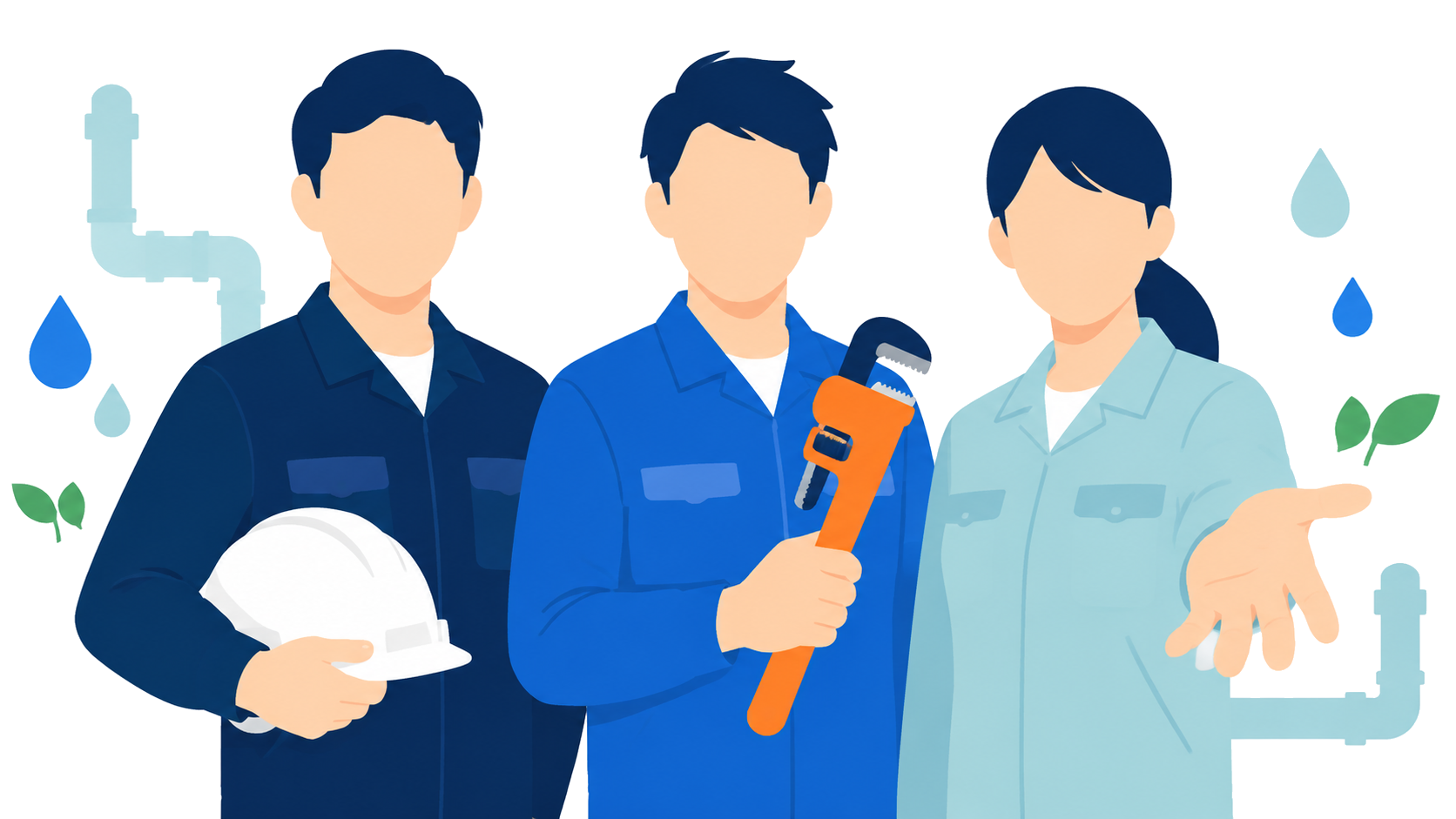 応募を歓迎する設備スタッフのイラスト