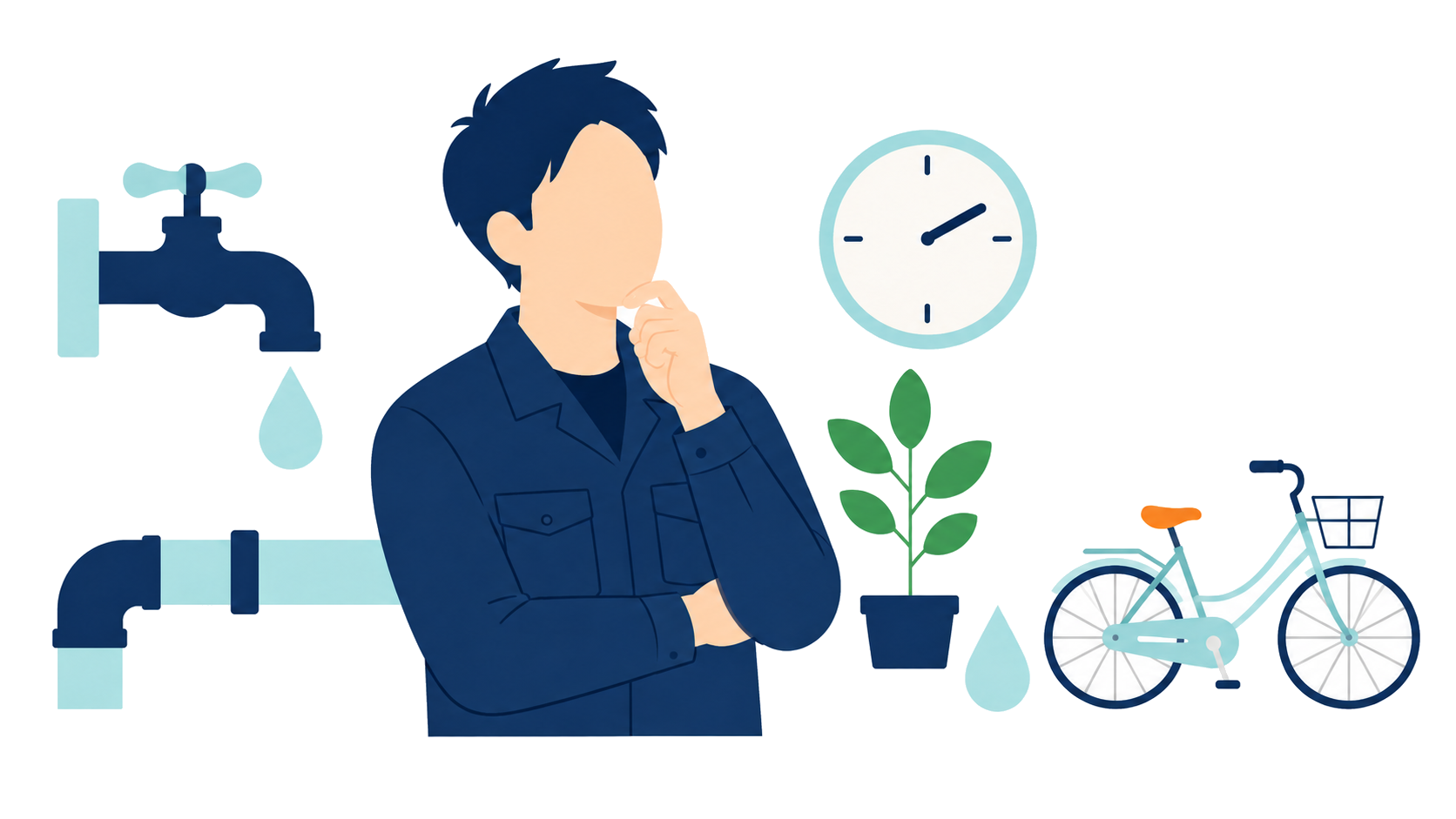 仕事と暮らしを大切にする設備スタッフのイラスト